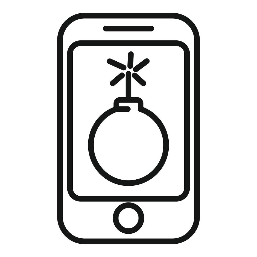 smartphone bomba ikon översikt vektor. dator hot vektor