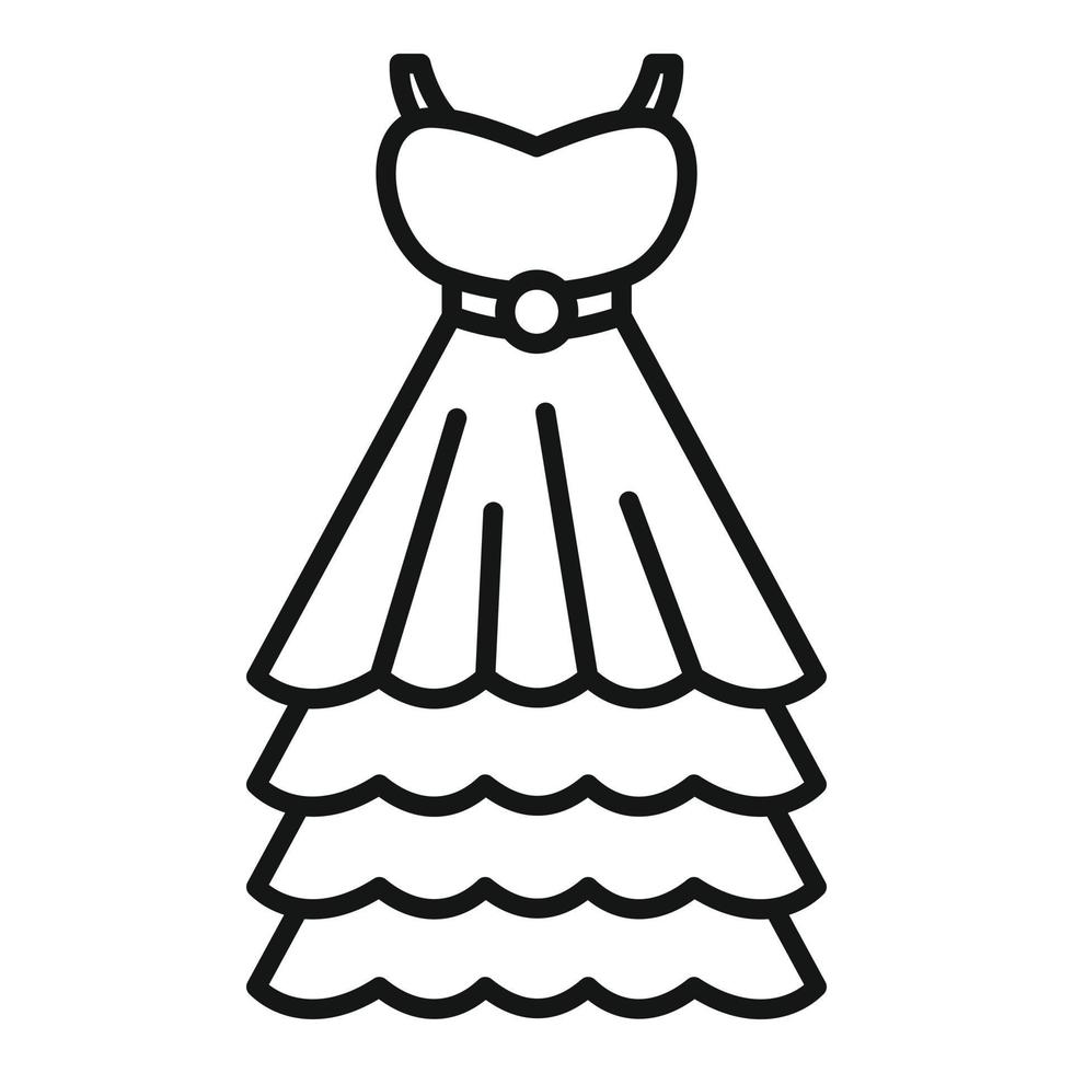 Meerjungfrau Hochzeit Kleid Symbol Gliederung Vektor. Braut- Zubehör vektor