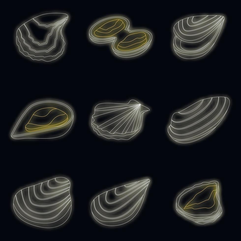 musslor ikoner som vektor neon