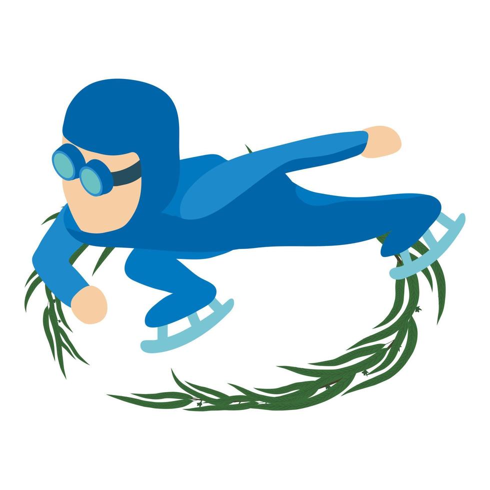 Geschwindigkeit Skater Symbol isometrisch Vektor. Skater Mann im Sport Uniform Laufen auf Eisbahn vektor