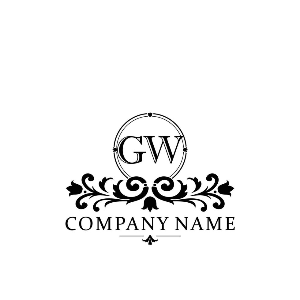 Brief gw Blumen- Logo Design. Logo zum Frauen Schönheit Salon Massage kosmetisch oder Spa Marke vektor