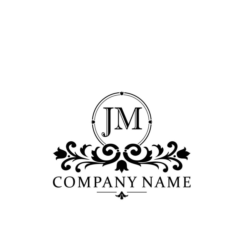 Brief jm Blumen- Logo Design. Logo zum Frauen Schönheit Salon Massage kosmetisch oder Spa Marke vektor