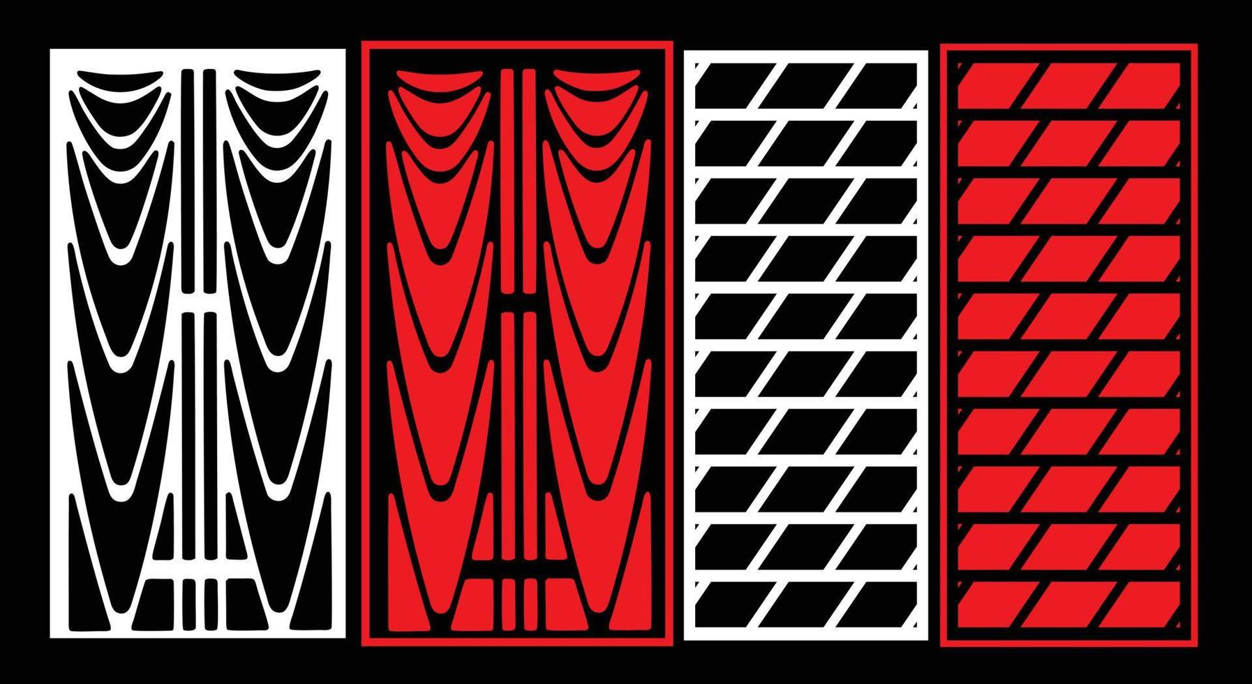 dekorativ Mauer Paneele einstellen jali Design zum Grafik und Sperrholz, Trennwand, Schaum, Acryl und cnc Maschine Schneiden. vektor