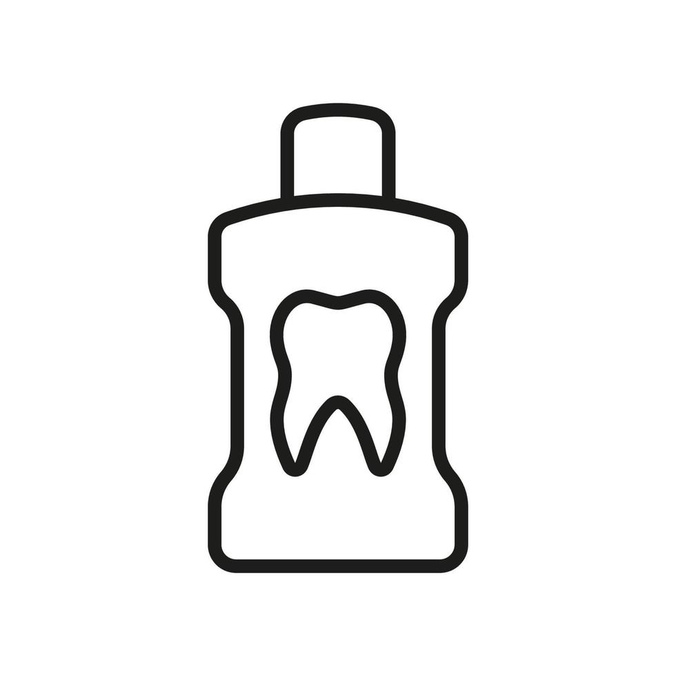 Mundwasser Linie Symbol. Mund waschen Flasche linear Piktogramm. Dental Hygiene Gliederung Symbol. sauber und Frische Mund unterzeichnen. Zahnheilkunde Oral spülen. editierbar Schlaganfall. isoliert Vektor Illustration.