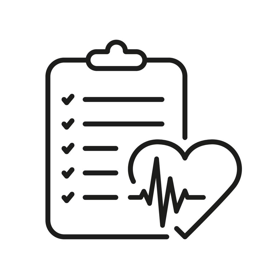 patient diagnos Rapportera linjär piktogram. medicinsk spela in linje ikon. hälsa information på Urklipp översikt ikon. sjukhus notera, diagnostisk dokumentera. redigerbar stroke. isolerat vektor illustration.