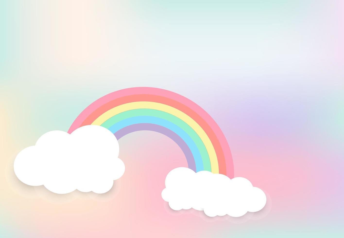 Wolken Formen oben auf Regenbogen Himmel Hintergrund. Pastell- Farbe. Papier Schnitt Design zum Kind Konzept Banner, ein Papier Schnitt Stil Vektor, Illustration vektor