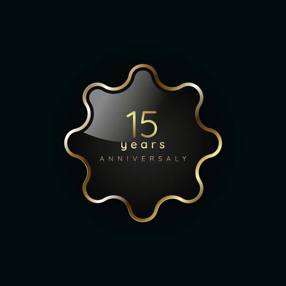 15 Jahre Jahrestag Luxus Gold Element, Taste, Symbol, golden Taste und Prämie Banner auf dunkel Hintergrund vektor