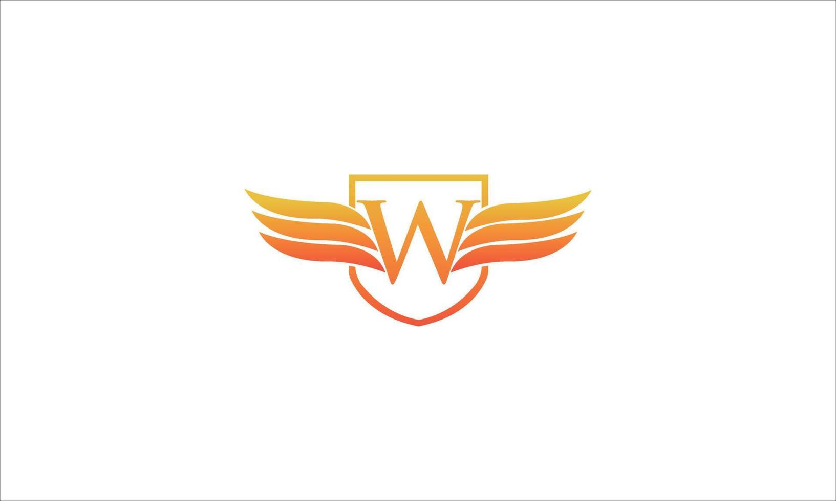w Brief Logo Design mit Flügel Form. w Logo Design Monogramm. w Vektor Logo Vorlage mit Flügel. w Logo einfach, elegant, und luxuriös Logo. w Profi Vektor