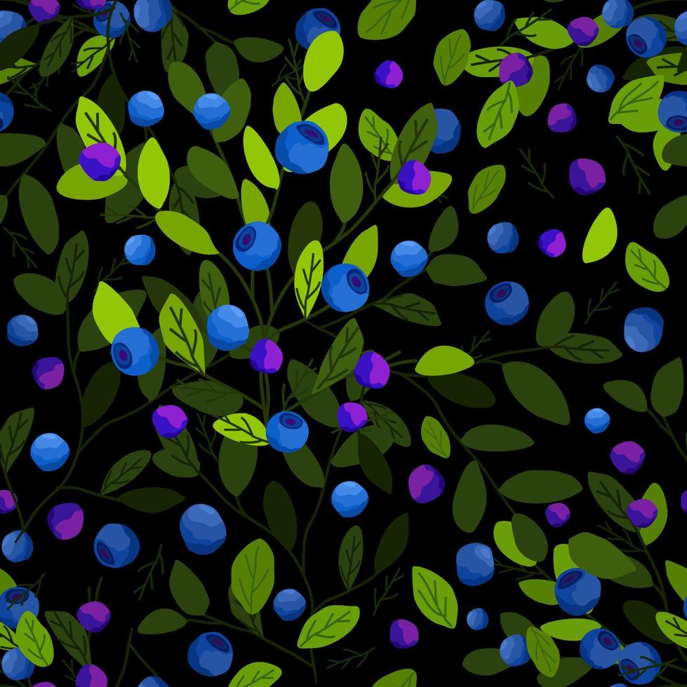 vektor sömlös mönster med blåbär med grenar och löv.