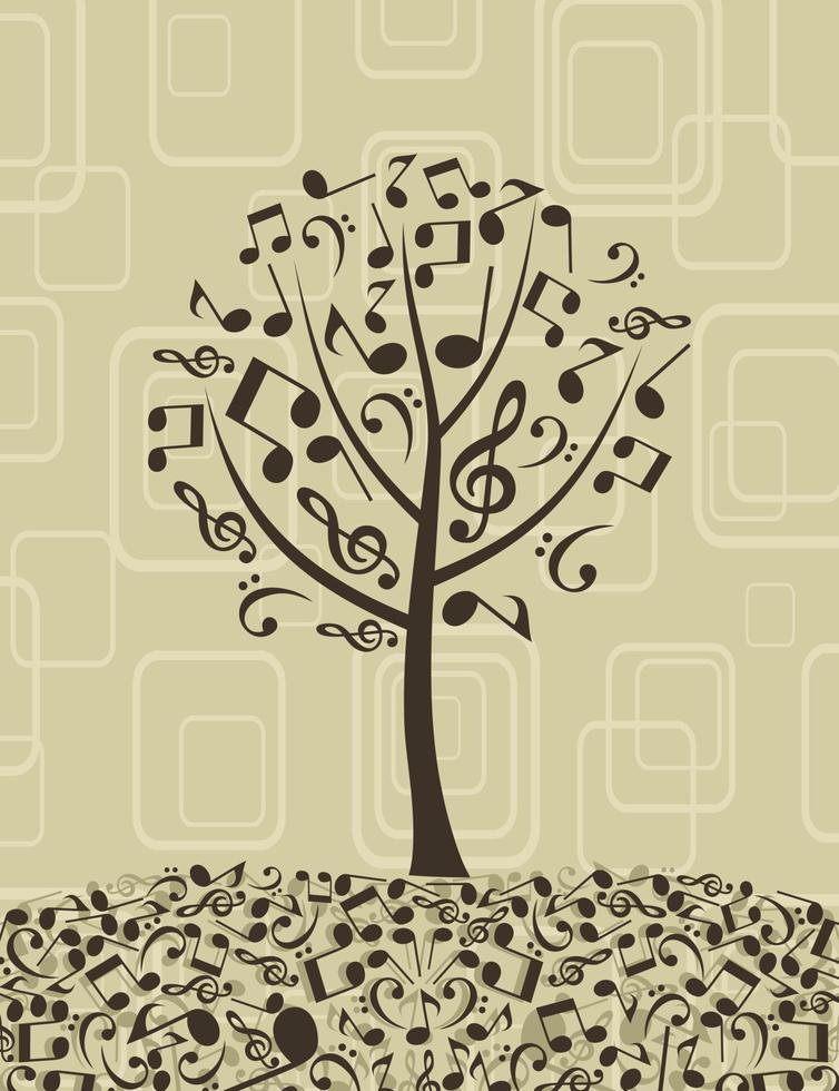 träd från musikalisk anteckningar. en vektor illustration