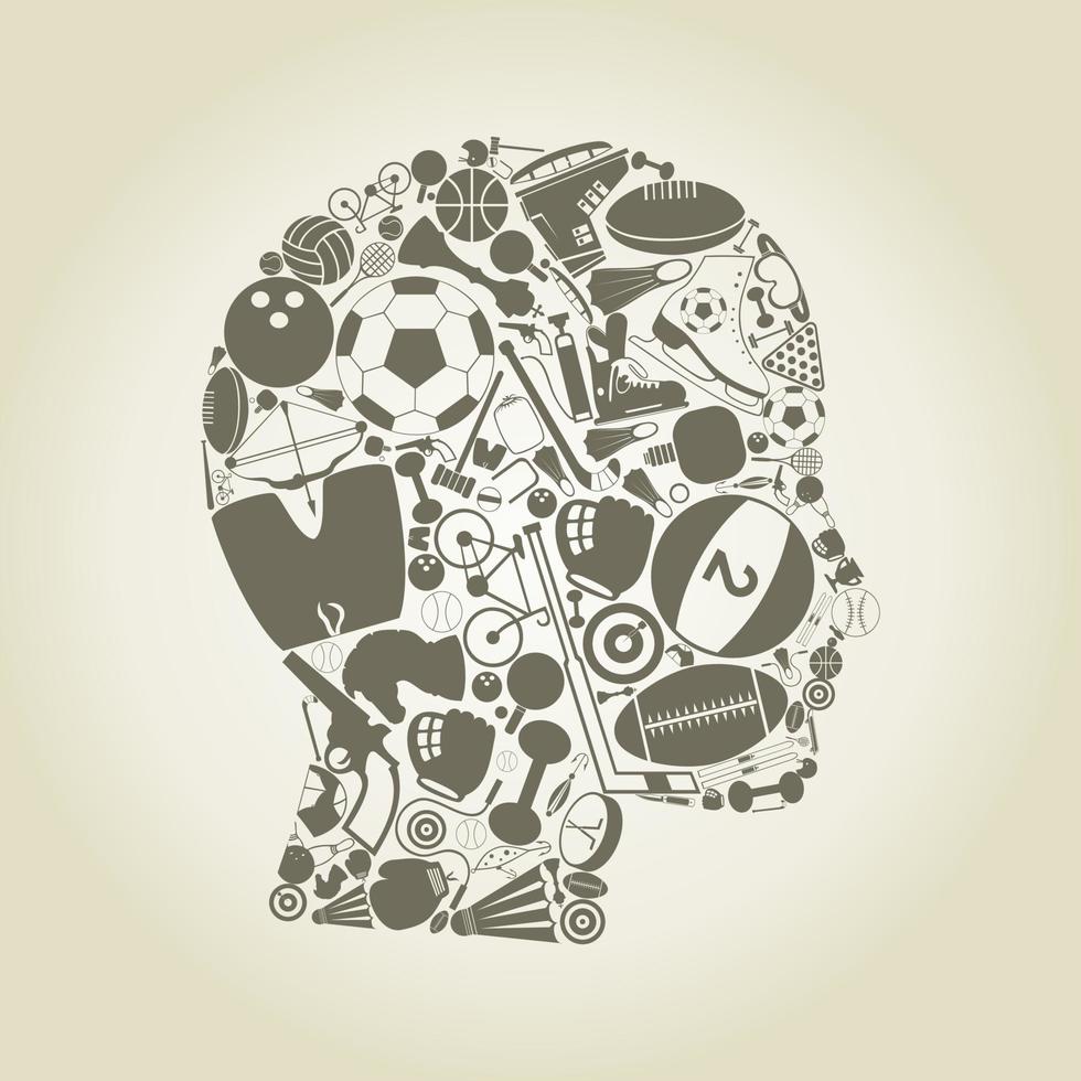 huvud tillverkad av sporter. en vektor illustration