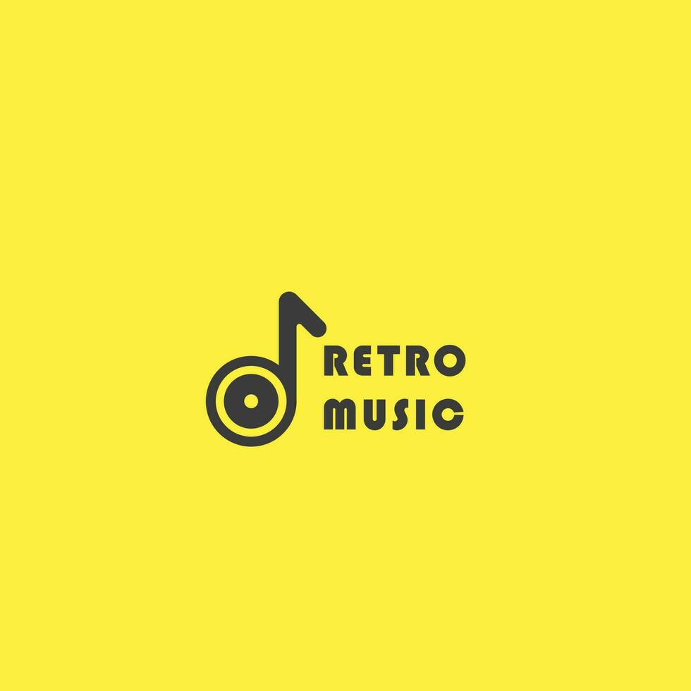 retro musik logotyp design illustration runda årgång gammal gammal gul kreativ ikon aning klassisk enkel hipster beställnings- minimalistisk platt stil piktogram monogram vektor symbol melodi festival affisch