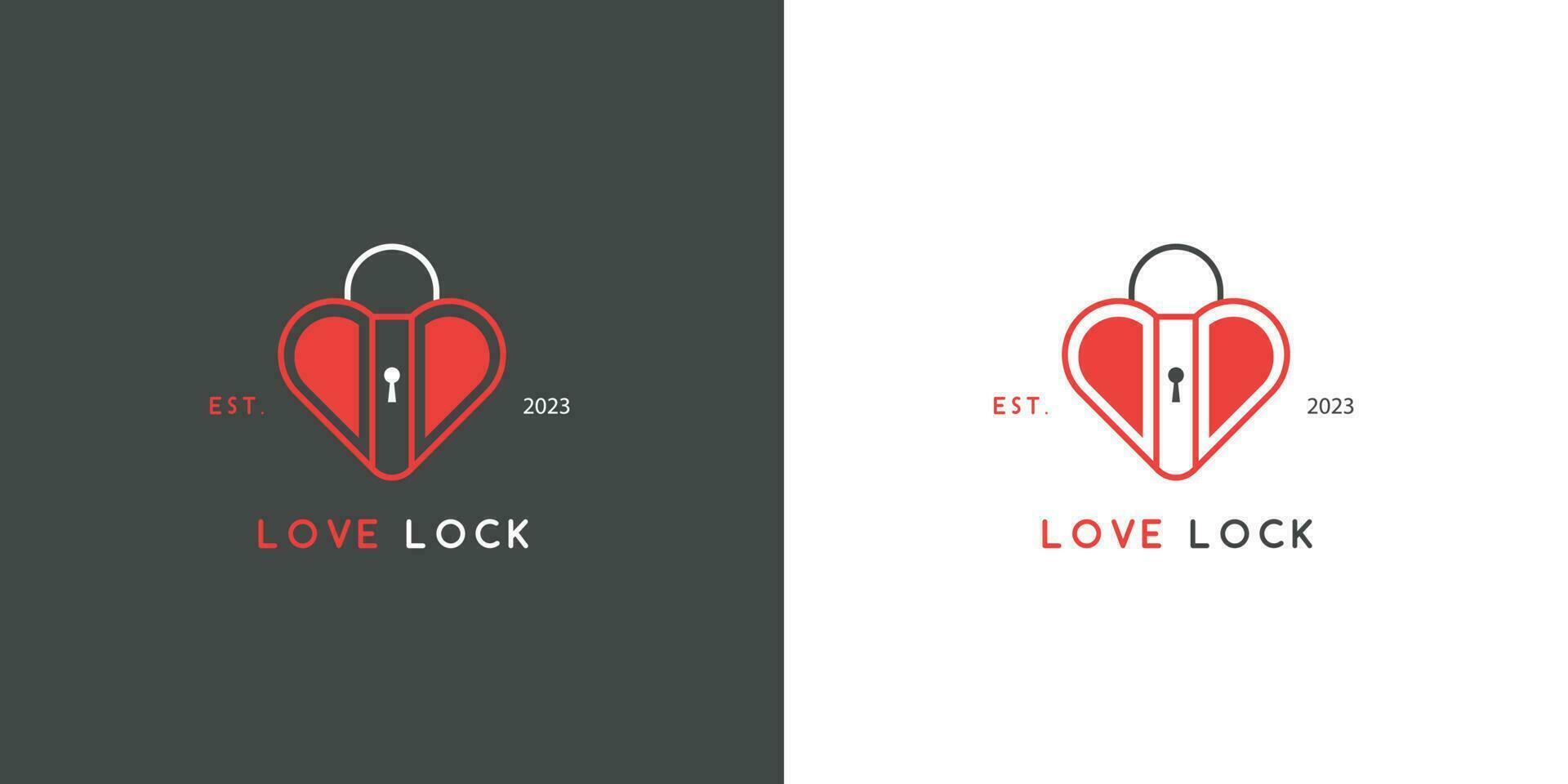 kärlek låsa logotyp design illustration ikon vektor silhuett enkel platt symbol hjärta pojkvän och flickvän relation är en kreativ aning. minimalistisk, elegant roman datum