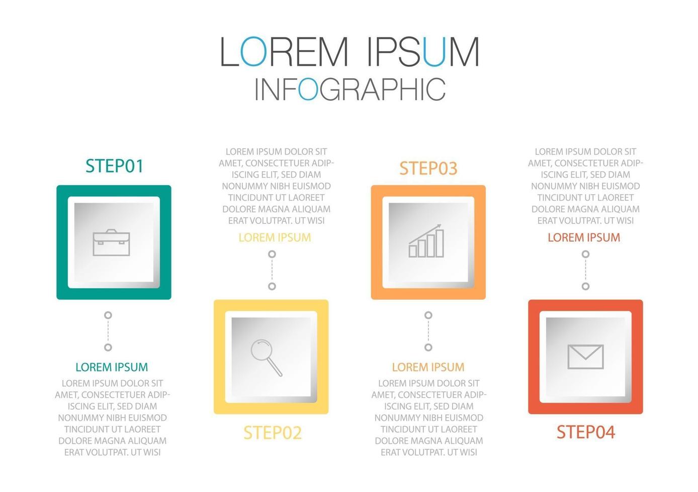 Infografik-Vorlage in vier Schritten, Vorlage für Diagramm, Grafik, Präsentation und Diagramm. vektor