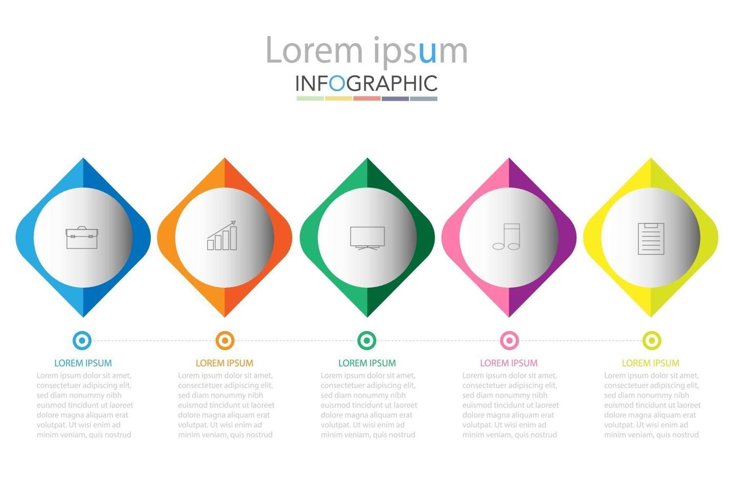 minimal tidslinje cirkel infografisk mall fem alternativ eller steg. vektor