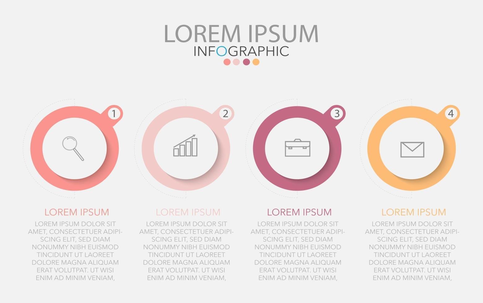 Infografik-Vorlage in vier Schritten, Vorlage für Diagramm, Grafik, Präsentation und Diagramm. vektor