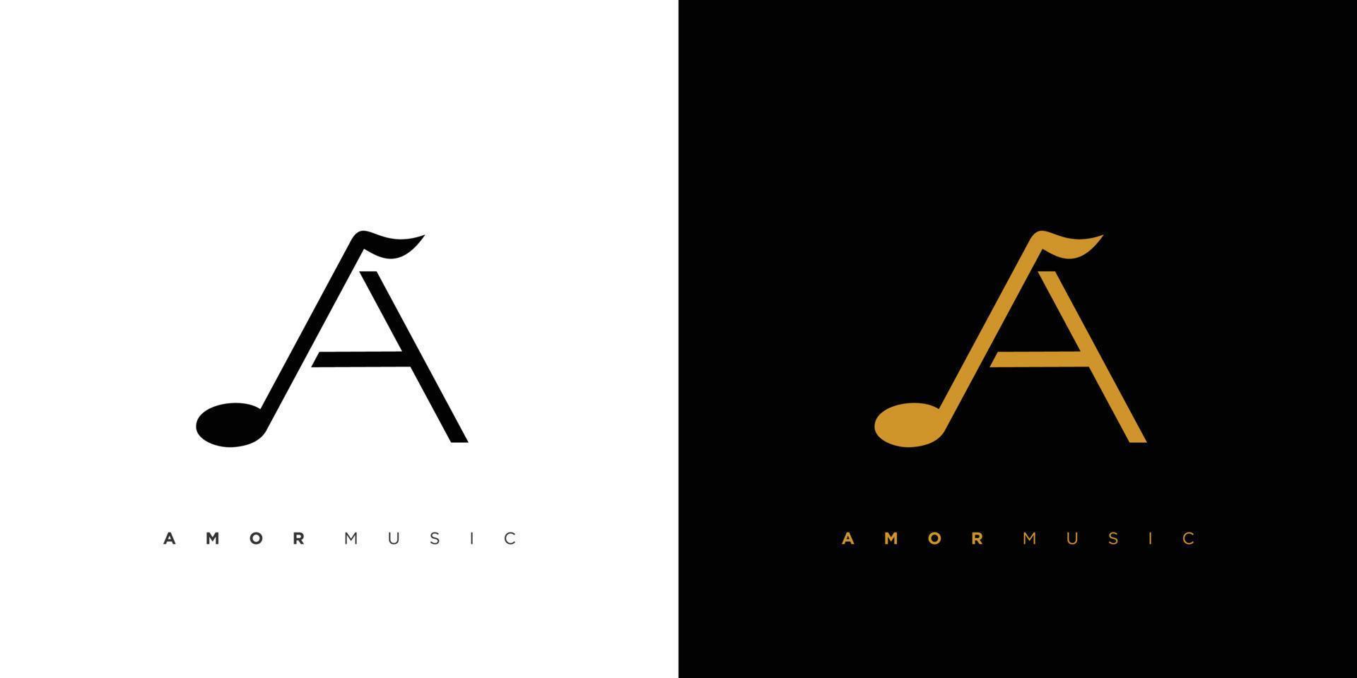 modern och elegant en initialer musik logotyp design vektor