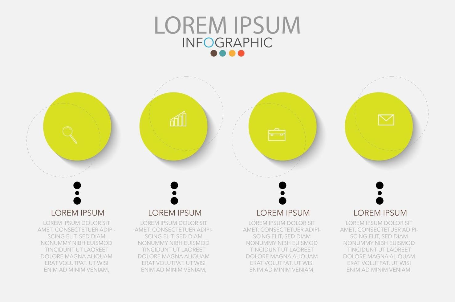 infografisk mall i fyra steg, mall för diagram, diagram, presentation och diagram. vektor