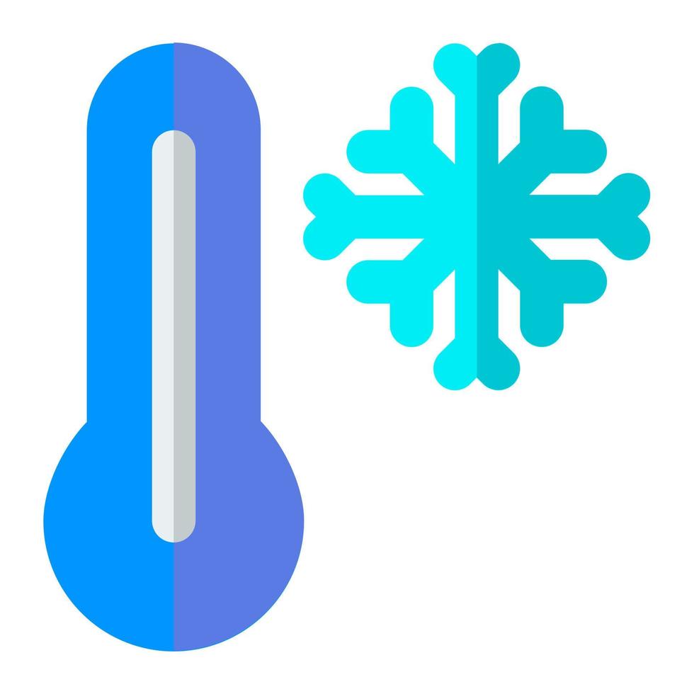 Thermometer mit Schneeflocke im eben Symbol. Winter, kalt, Jahreszeit, Wetter, Prognose vektor