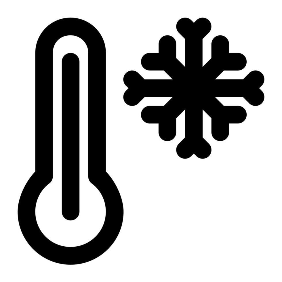 termometer med snöflinga i översikt ikon. vinter, kall, säsong, väder, prognos vektor