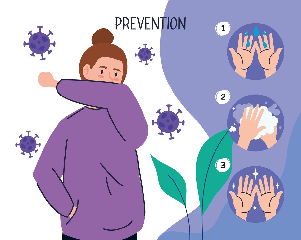 junge Frau mit Covid 19 Symptome Infografik vektor