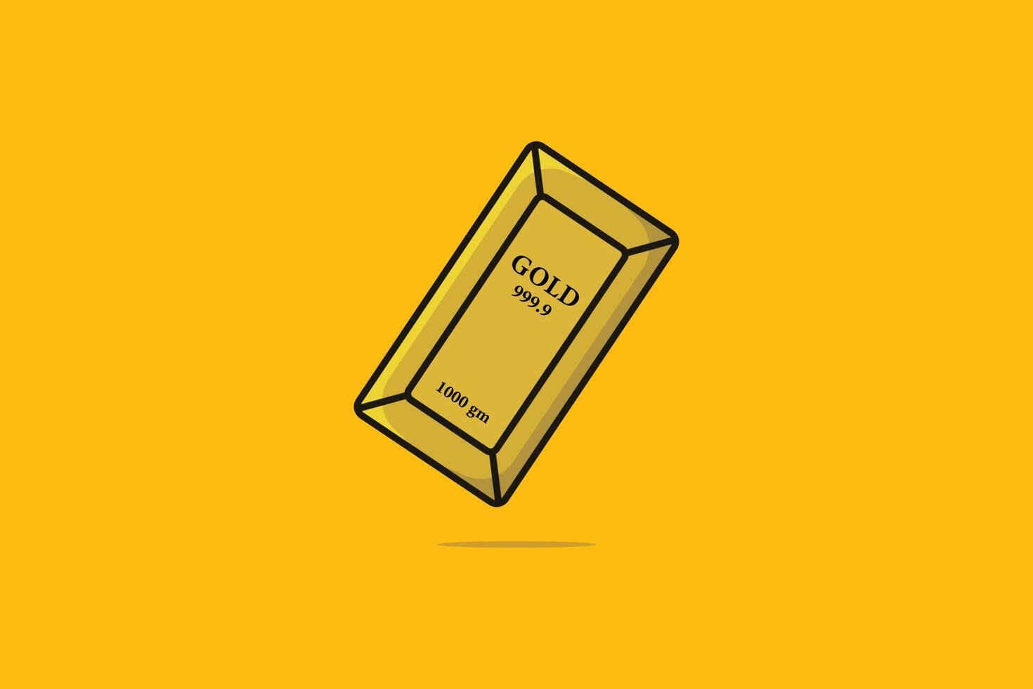 Gold Bar oder Barren Vektor Illustration. Bankwesen Geschäft Objekt Symbol Konzept. Gold Bar isoliert Karikatur Vektor Design im eben Stil mit Schatten auf Orange Hintergrund.