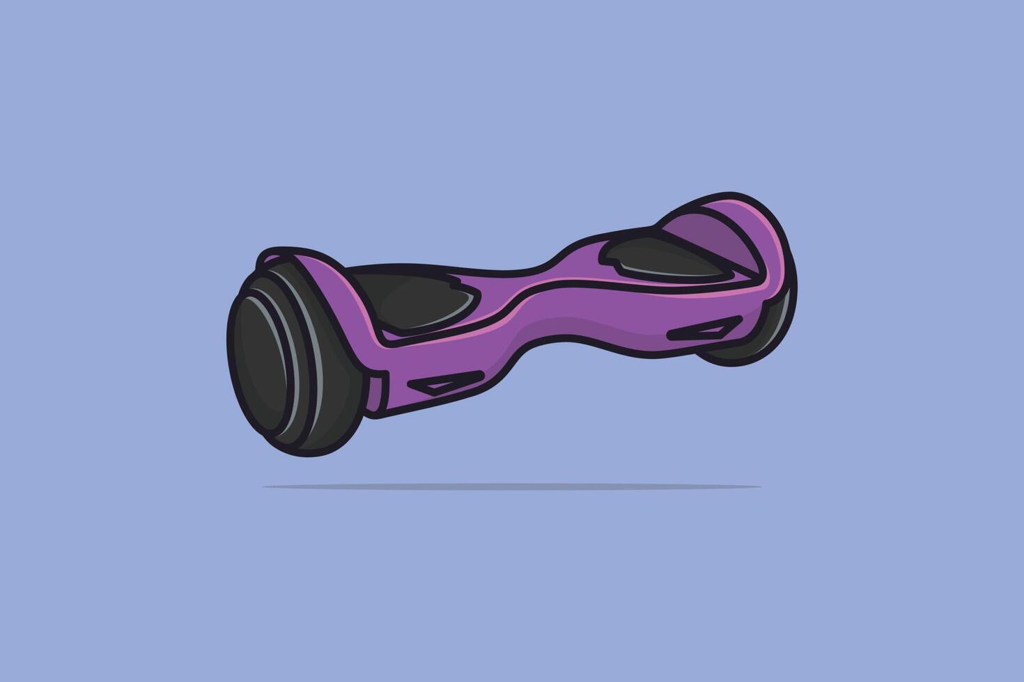 schweben Planke, Dual Rad selbst balancieren elektrisch Skateboard Clever Roller Vektor Illustration. Technologie Objekt Symbol Konzept. elektrisch Skateboard Vektor Design mit Schatten auf lila Hintergrund.