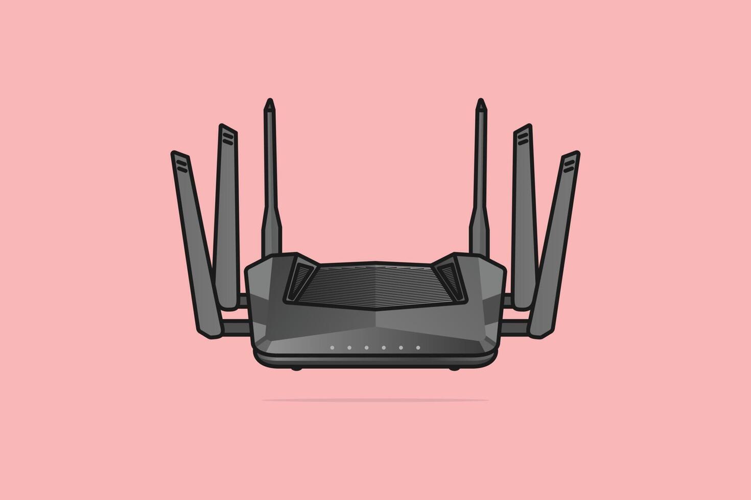 modem internet router teknologi enhet vektor illustration. teknologi objekt ikon begrepp. trådlös nätverk router enhet vektor design med skugga på rosa bakgrund.