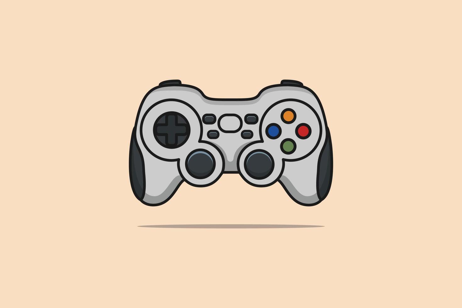 joystick kontrollant och spel vaddera pinne vektor illustration. sporter och teknologi gaming objekt ikon begrepp. video spel kontrollant eller spel trösta vektor design med skugga på orange bakgrund.