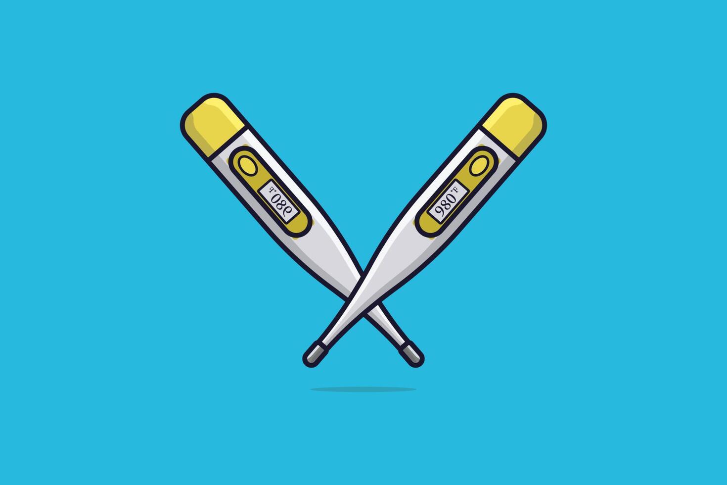 medizinisch Digital Thermometer im Kreuz Zeichen Vektor Illustration. Gesundheit und medizinisch Objekt Symbol Konzept. elektronisch Ausrüstung zum Messung mit gesund Ergebnis.