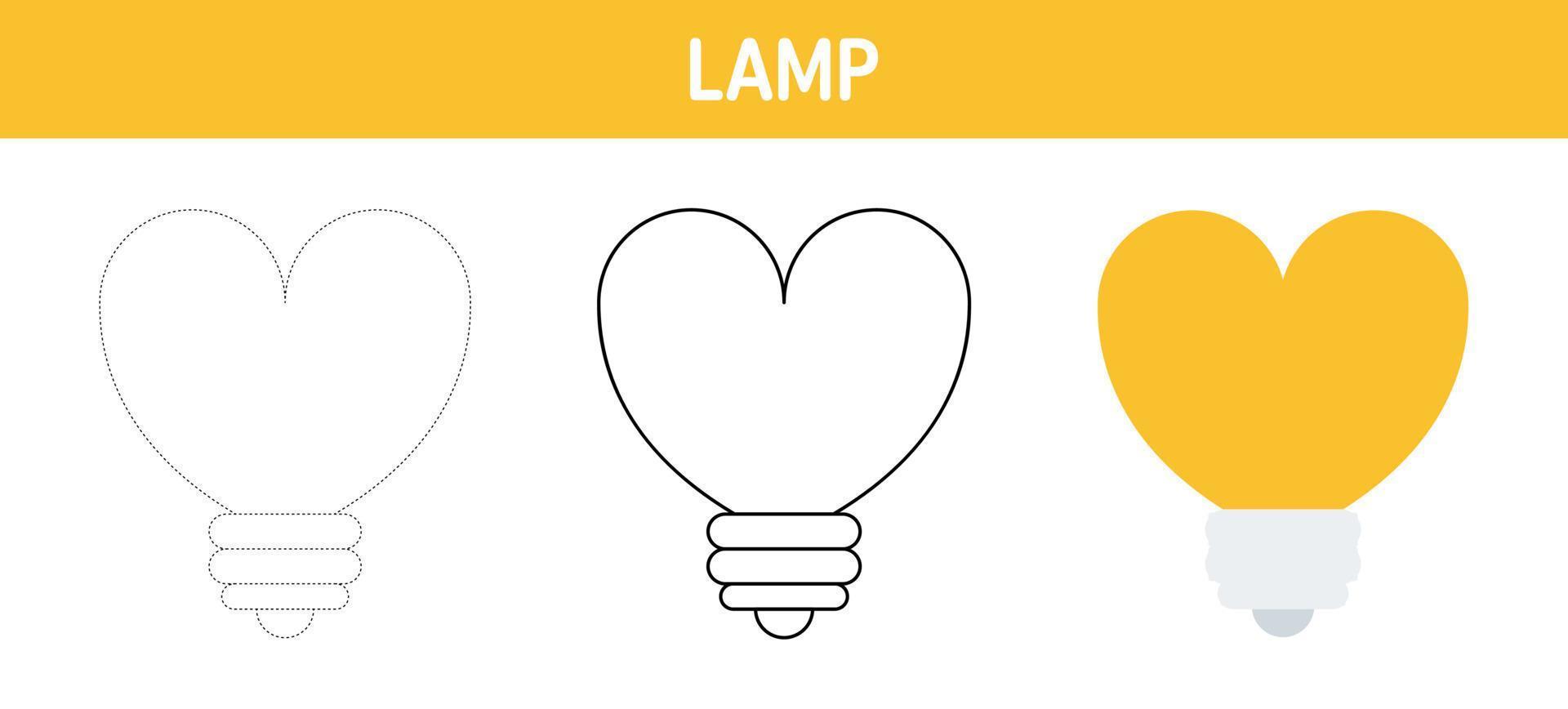 Lampe Rückverfolgung und Färbung Arbeitsblatt zum Kinder vektor