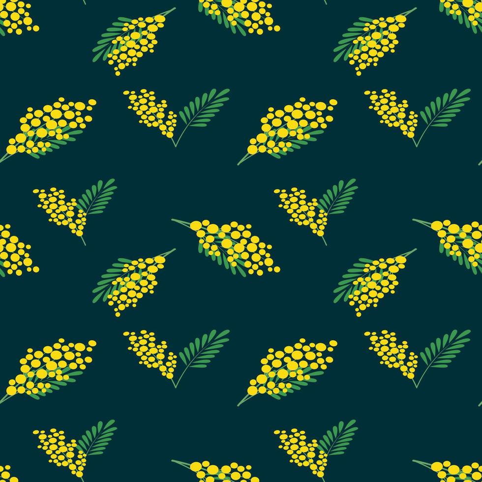 nahtlos Muster mit Mimose blüht. Frühling Design zum Hintergrund, Stoff, Verpackung Papier. Vektor Illustration