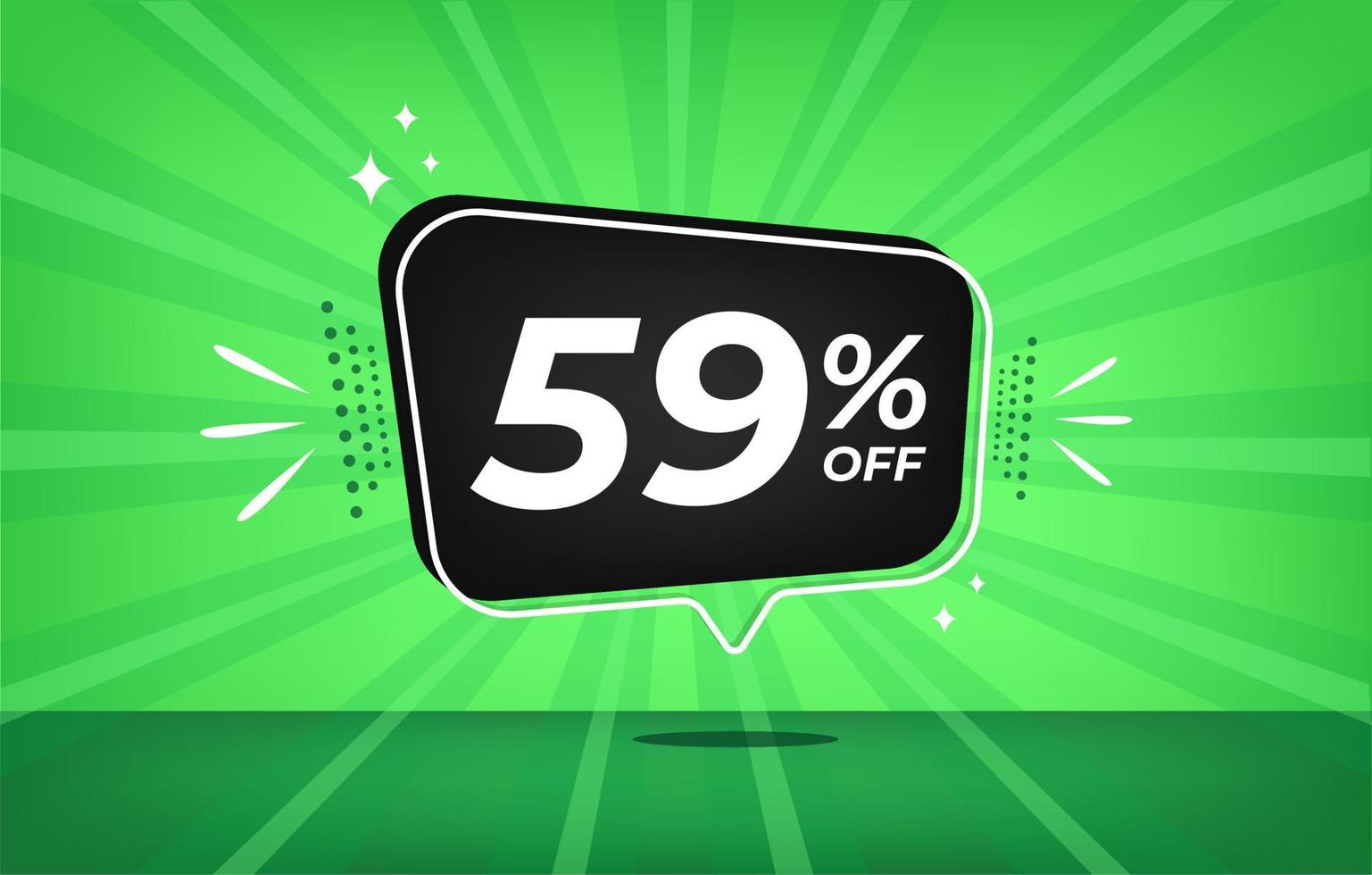 59 procent av. grön baner med femtionio procent rabatt på en svart ballong för mega stor försäljning. vektor