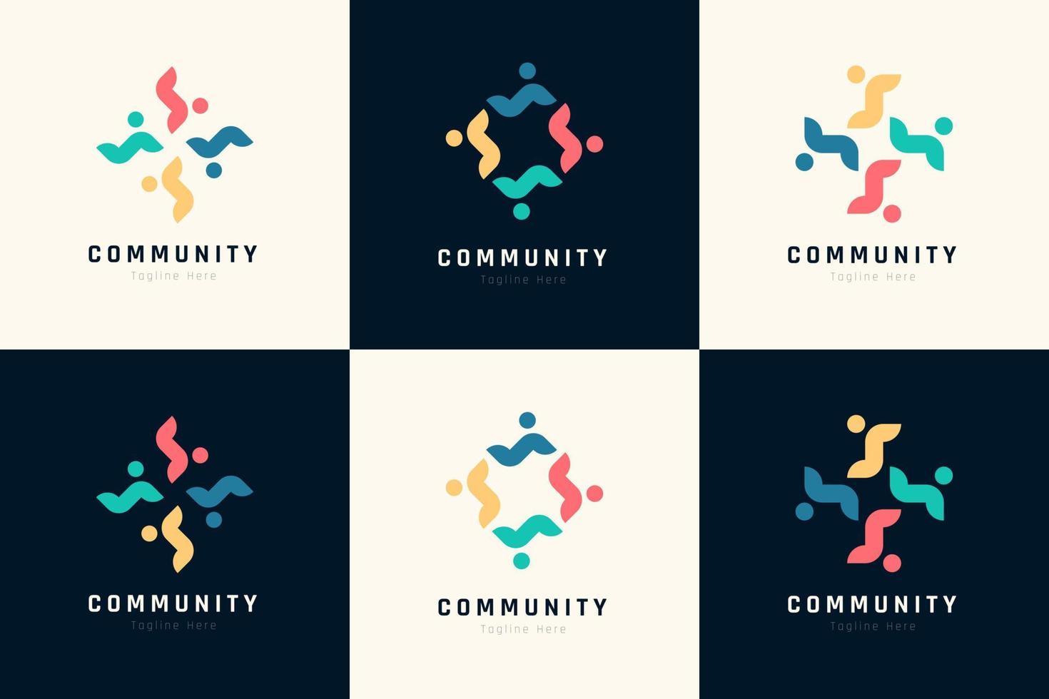 kreativ bunt von Menschen und Gemeinschaft Logo Design zum Teams oder Gruppen Sammlung vektor