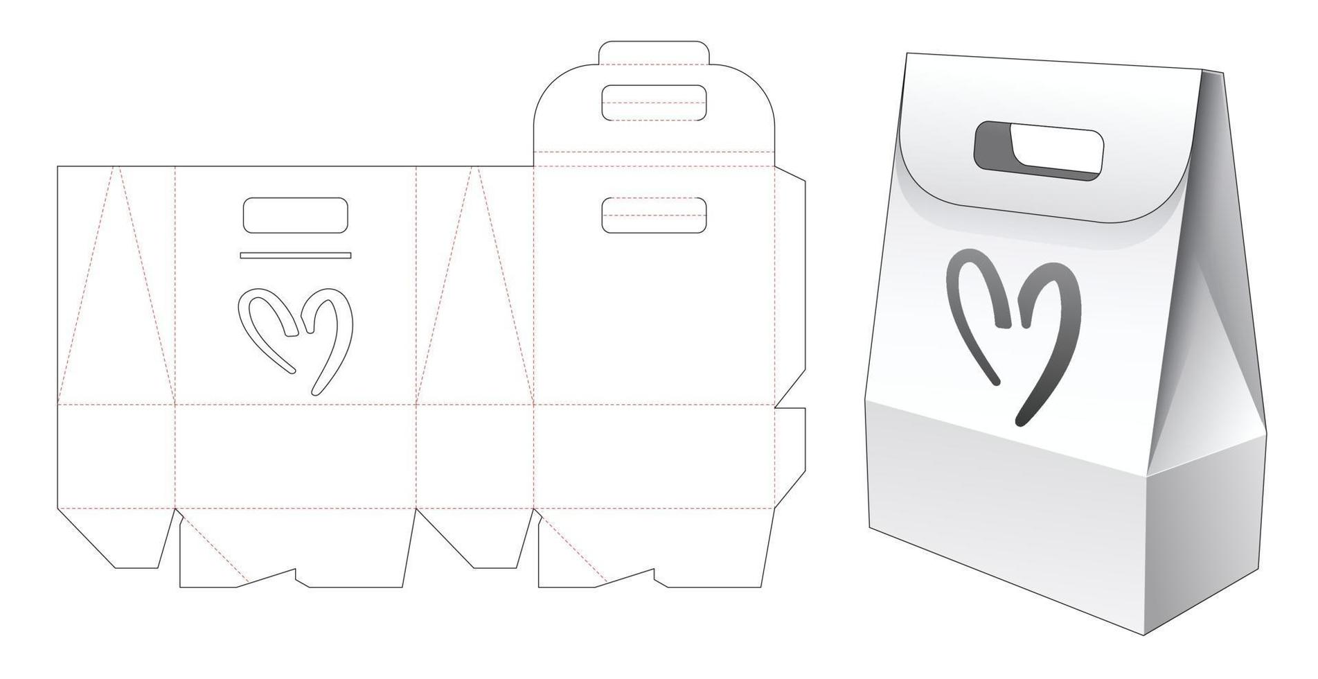 Kartongriffverpackung mit herzförmiger Fensterstempelschablone vektor