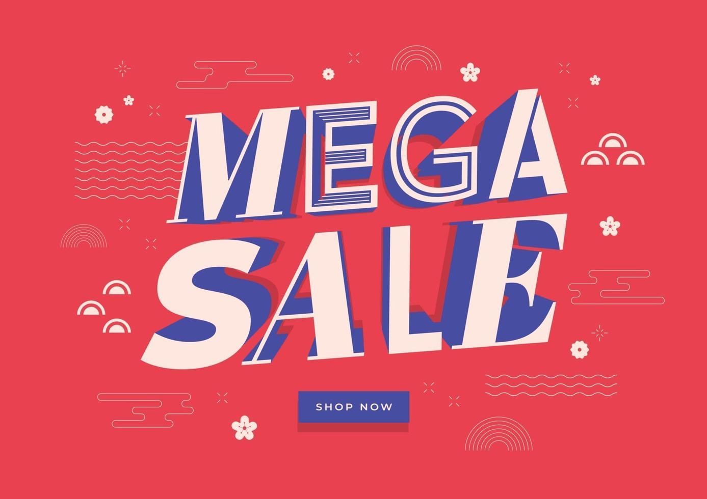 Mega Sale Banner Vorlage. chinesische Neujahrsverkauf Banner Hintergrund. kreative Banner, Poster, Flyer Design des Verkaufs. vektor