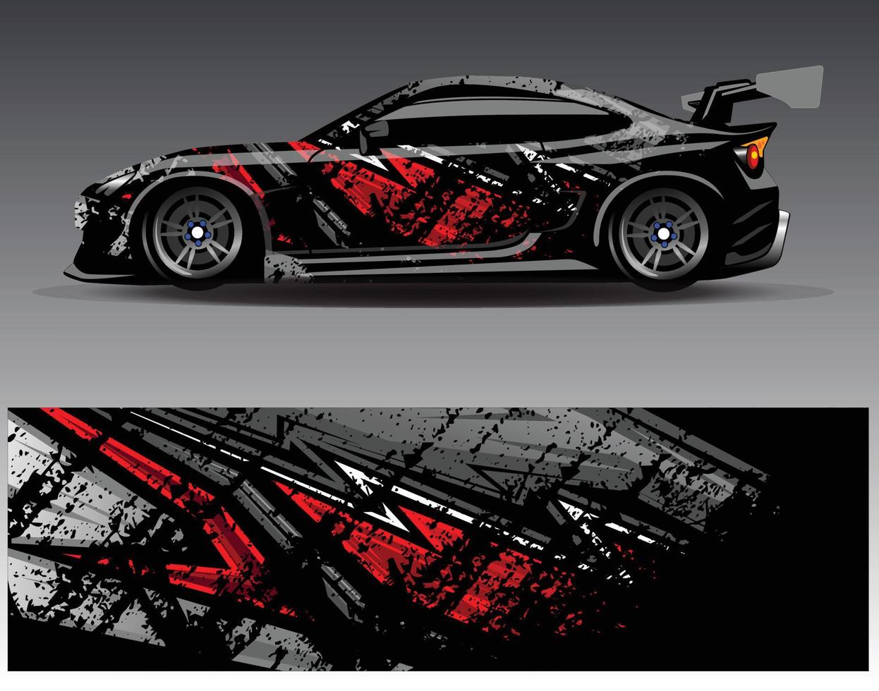 bil wrap design vektor. grafisk abstrakt stripe racing bakgrund kit designs för wrap fordon racer bil rally äventyr och livery vektor