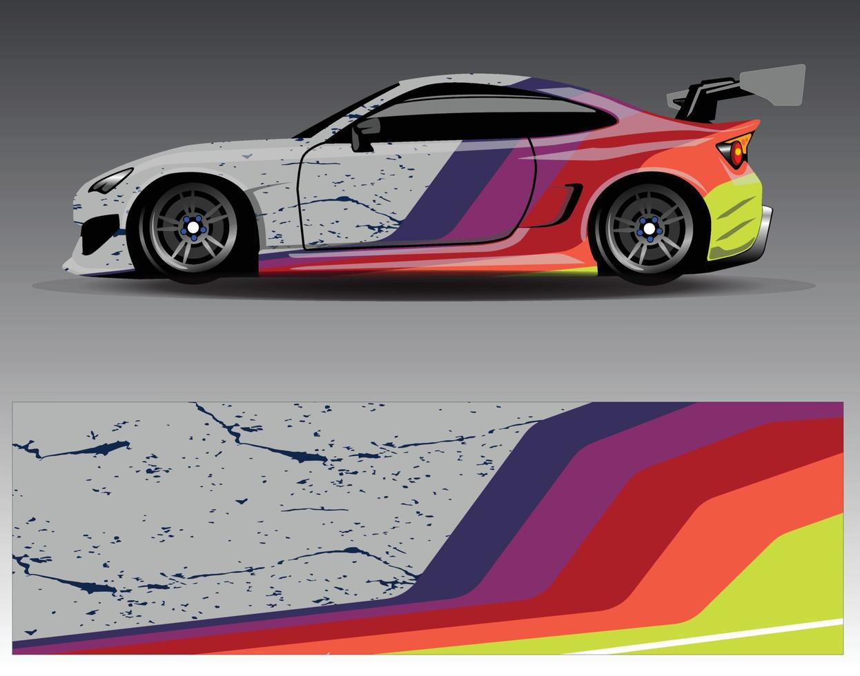 Auto-Wrap-Design-Vektor. grafische abstrakte Streifen-Rennhintergrund-Kit-Designs für Wrap-Fahrzeug-Rennwagen-Rallye-Abenteuer und Lackierungen vektor