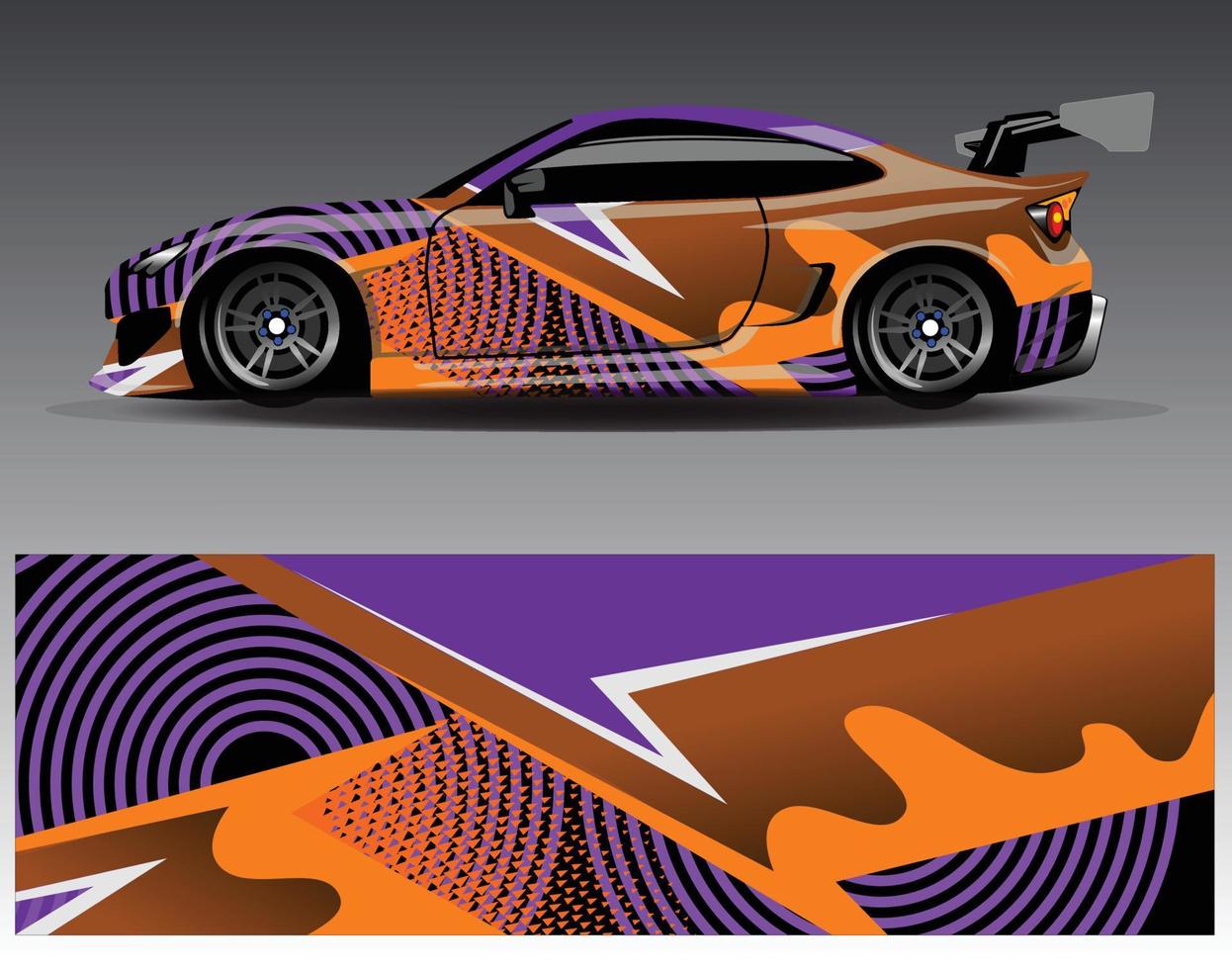 Auto-Wrap-Design-Vektor. grafische abstrakte Streifen-Rennhintergrund-Kit-Designs für Wrap-Fahrzeug-Rennwagen-Rallye-Abenteuer und Lackierungen vektor