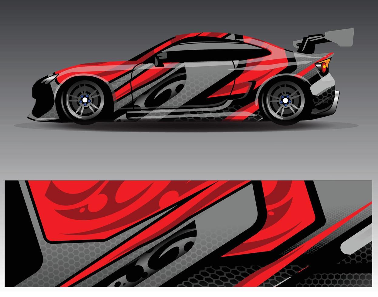 Auto-Wrap-Design-Vektor. grafische abstrakte Streifen-Rennhintergrund-Kit-Designs für Wrap-Fahrzeug-Rennwagen-Rallye-Abenteuer und Lackierungen vektor