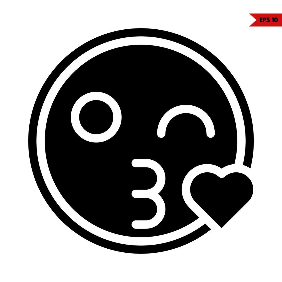 Herz mit Emoticon Glyphe Symbol vektor