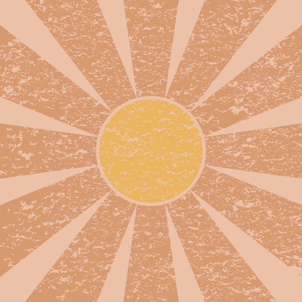 groovig retro Sonnenschein Poster groovig Sonne Pastell- Hintergrund, Mauer Kunst Jahrgang retro 70er Jahre drucken. groovig gestreift Hintergrund Strahlen auf Center. Sunburst Sunburst Jahrgang Hintergrund. Pastell- Vektor Illustration.