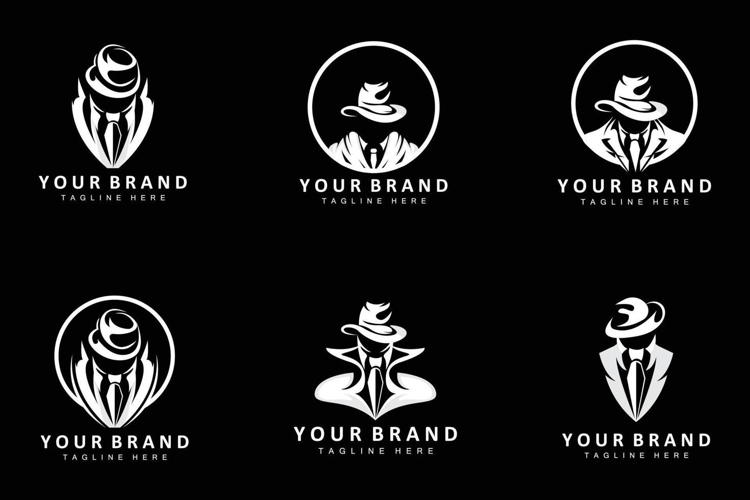 maffia logotyp design, smoking kostym ikon, vektor affärsman, logotyp detektiv, varumärke märka