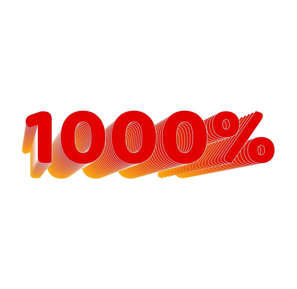 1000 Prozent Vektor Symbol. 1000 Briefe auf Weiß Hintergrund.