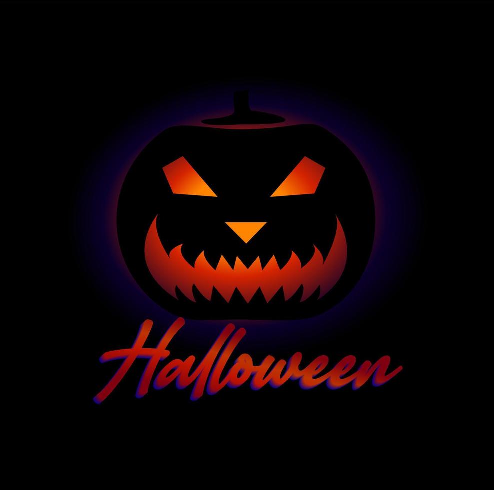 Halloween Kürbis Vektor Symbol mit Typografie. Halloween Kürbis Hintergrund.