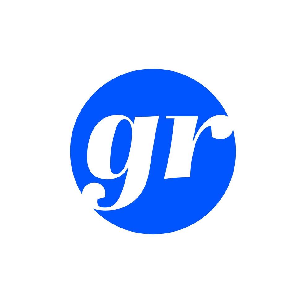 gr företag namn första brev vektor ikon. gr monogram på blå färger.gr företag namn första brev monogram. gr blå ikon.