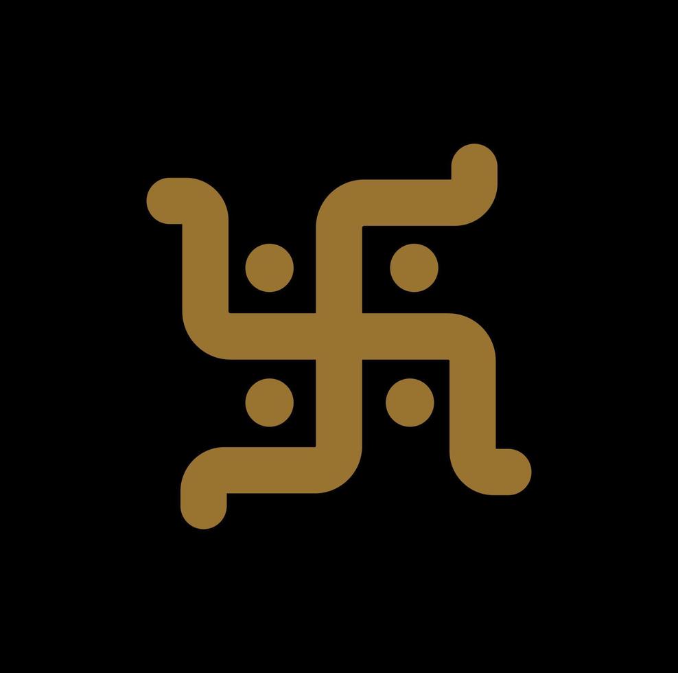 golden Hakenkreuz auf schwarz Hintergrund. Hindu heilig Zeichen Hakenkreuz Symbol. vektor