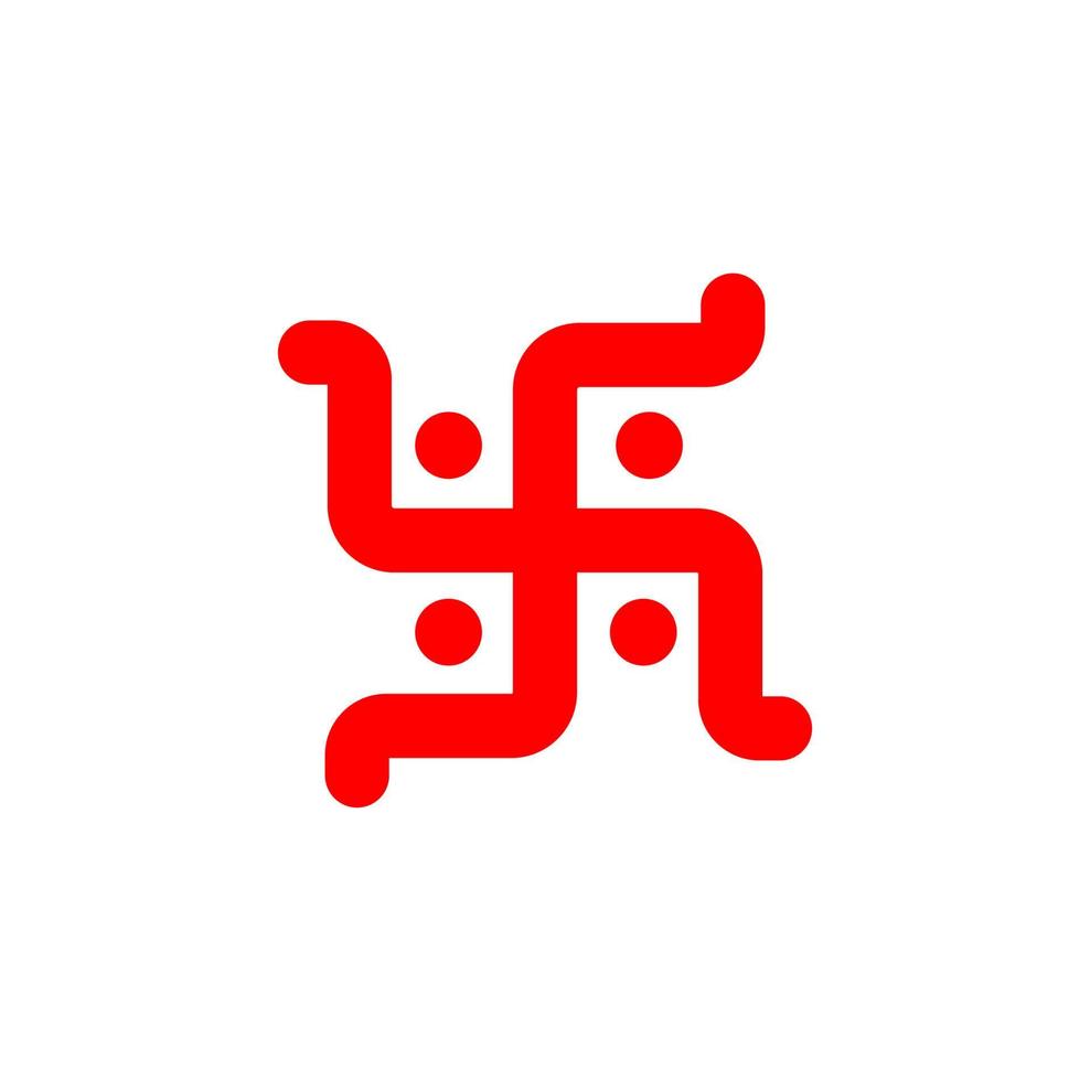 hindu helig hakkors vektor symbol. röd hakkors ikon.