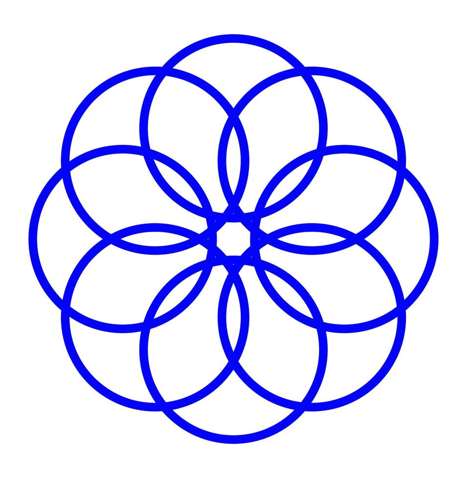8 Blau Kreise Mandala Vektor Symbol. acht Blau Kreise Symbol.