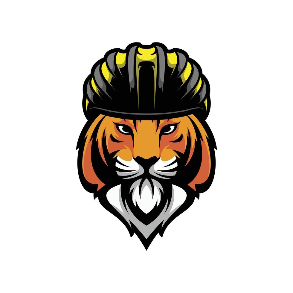 Tiger Fahrrad Helm Maskottchen Logo Design vektor